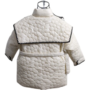 安黎儿童冬季甜美收腰羽绒服90白鸭绒女孩小香风中长款加厚外套