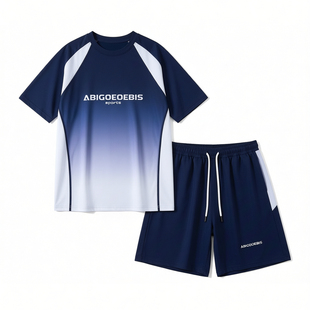 冰丝短袖t恤运动夏季新款男孩12-15岁青少年学生大童篮球衣服套装