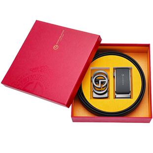 金利来皮带男真皮商务磨砂自动扣腰带礼盒 节日礼物 头层牛皮裤带