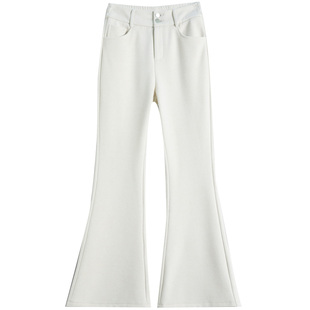 羊绒加绒毛呢微喇裤女秋冬2026新款高腰加厚保暖显瘦修身喇叭裤