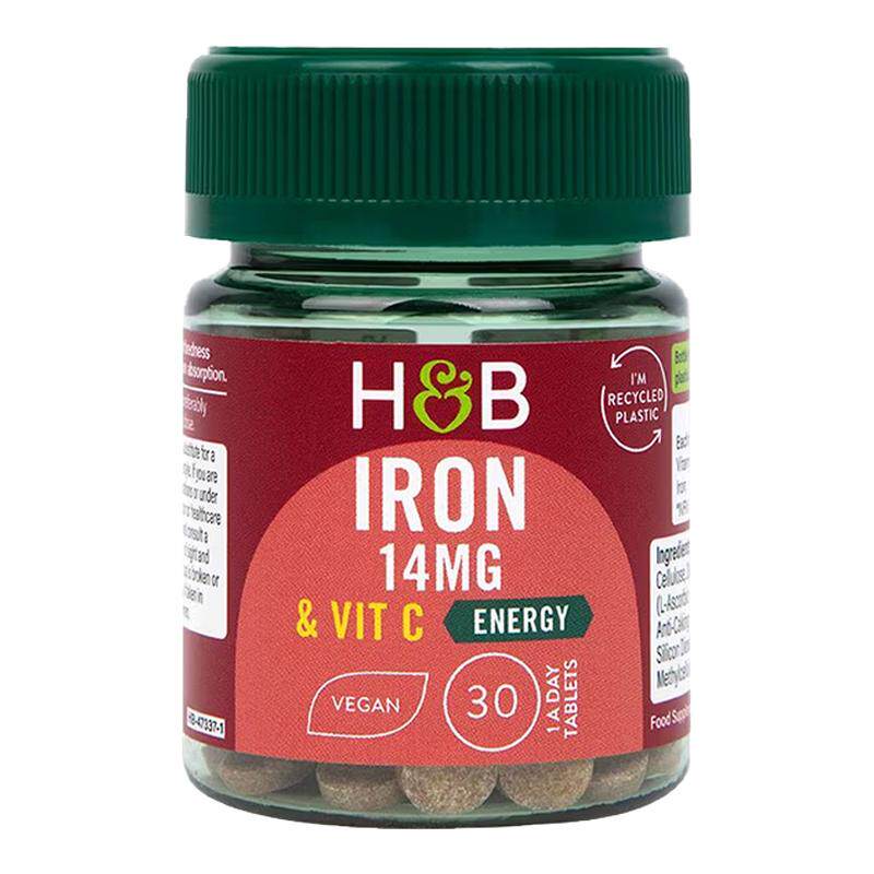 英国荷柏瑞HB铁加维生素C 14mg铁剂铁元补铁孕妇补血贫血女性成人