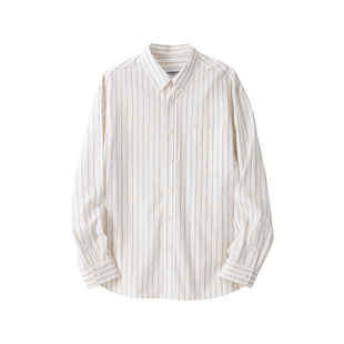 搭遍全场松弛有型 全棉泡泡纱色织条纹自然皱感 宽舒弧摆长袖衬衫