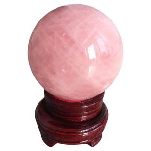 天然粉水晶球摆件旺姻缘招桃花入户玄关轻奢高档装饰高级感工艺品