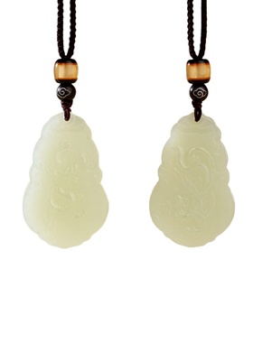 和田玉龙凤牌吊坠情侣款