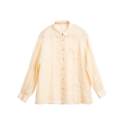 忘城H1165座/闻风/春夏新款100支极细苎麻轻薄透气防晒衬衫女衬衣