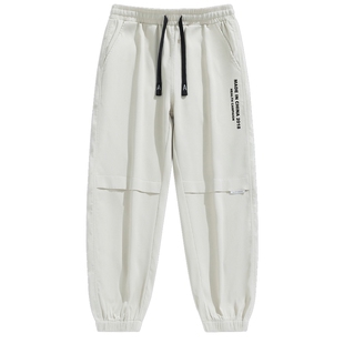 男生休闲裤男春秋宽松运动裤工装裤子男款美式高街2026新款束脚裤