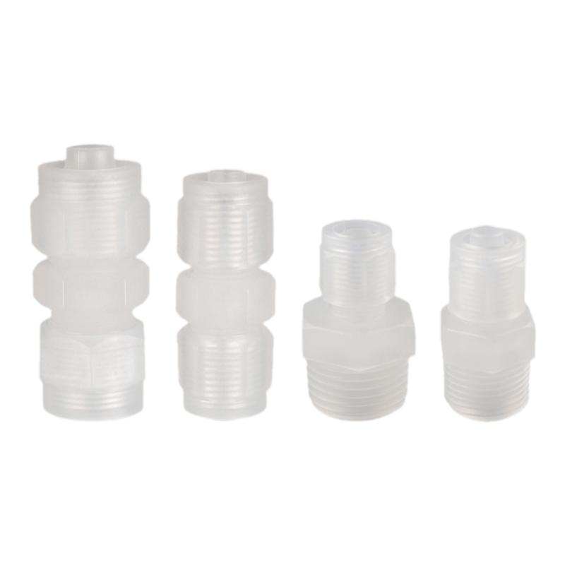 PP塑料气动快拧接头直通外螺纹锁扣PC8耐腐蚀耐酸碱隔板PU6包邮
