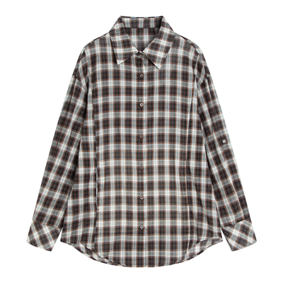 unnone item微透轻薄80支纯棉防晒式衬衫复古格纹松弛感宽松衬衣