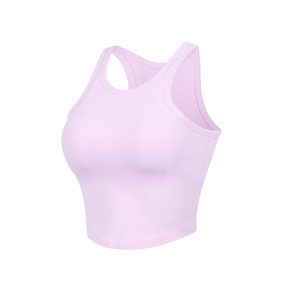 annerun竖条罗纹外穿带胸垫背心