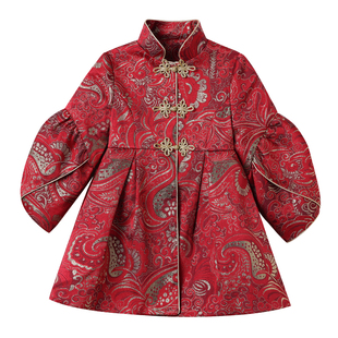 女童旗袍唐装秋冬装汉服儿童装拜年服过年衣服冬季2025新款红新年
