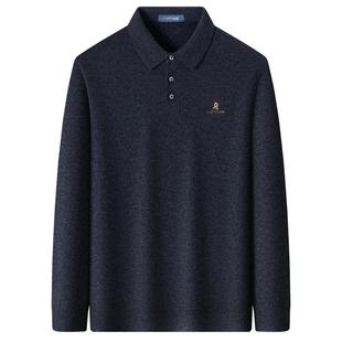 [100%绵羊毛]梦特娇冬季男士纯羊毛衫翻领时尚花纱针织毛衣保暖J