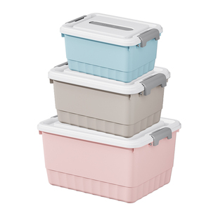 收纳箱带盖家用塑料玩具整理箱衣柜收纳盒周转箱提手储物箱零食箱