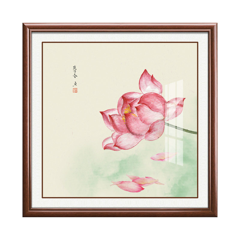 招财荷花装饰画新中式玄关风水画