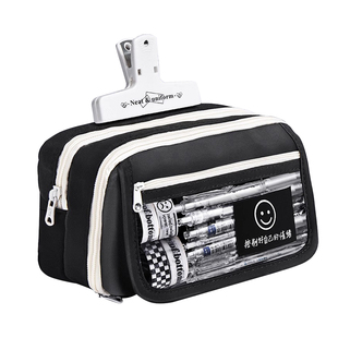 大容量痛包笔袋高颜值ins风初中生透明男孩多层黑色耐脏文具袋2026新款简约铅笔盒儿童铅笔袋文具盒