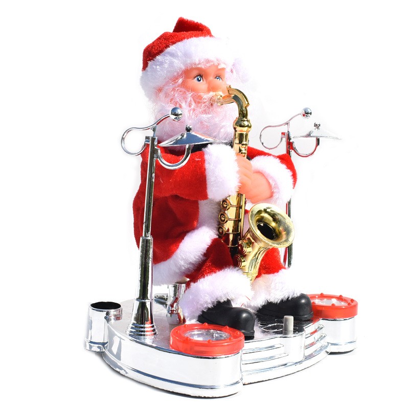 电动音乐圣诞老人骑麋鹿电动公仔儿童玩具礼物圣诞节装饰圣诞礼品