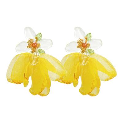 度假风旅游超仙夸张黄色花朵耳环