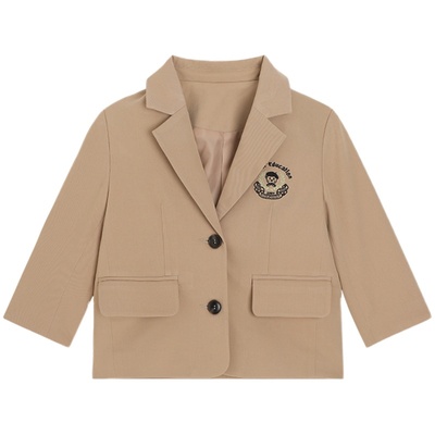 女童春季卡其色学院风西装外套