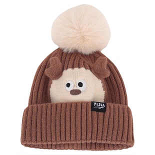 儿童帽子围巾两件套秋冬款宝宝针织护耳毛线帽可爱萌保暖男童女童