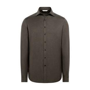 25秋冬新品SUITSUPPLY-深绿色埃及棉法兰绒商务休闲衬衫