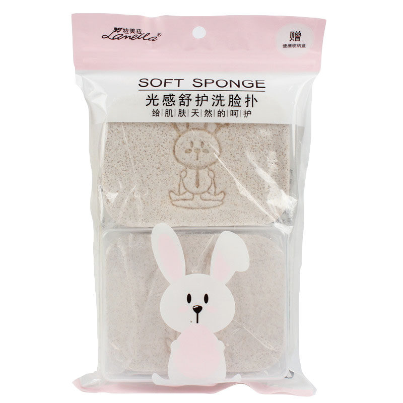 可爱卡通海绵洗脸扑洗脸卸妆粉扑深层清洁核桃去角质带盒子