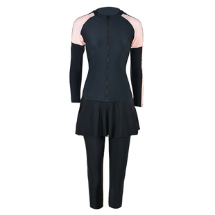 大码长袖长裤泳衣女分体水母服潜水服拉链保守防晒冲浪浮潜游泳衣