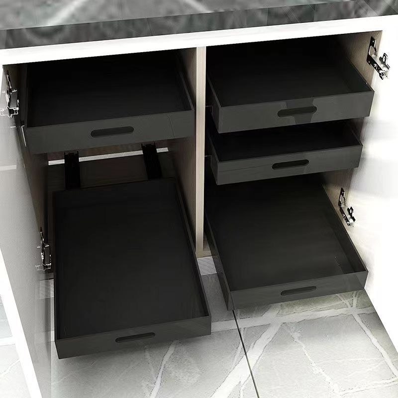 亚克力滑轨抽屉定做橱柜收纳托盘洗衣机柜轨道抽屉拉篮置物架黑色