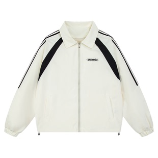 Kawasaki川崎Cleanfit拼接撞色条纹宽松休闲教练夹克外套男女同款