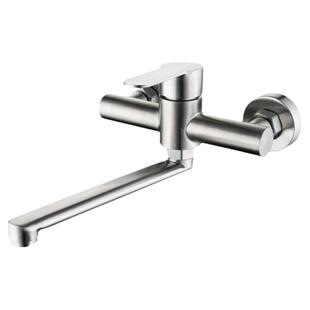 304不锈钢洗脸盆洗手盆面盆双孔旋转冷热水龙头入墙式厨房洗菜盆