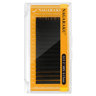 NAGARAKU嫁接睫毛单根空气扁毛自然哑黑日系双毛尖16排装美睫店用