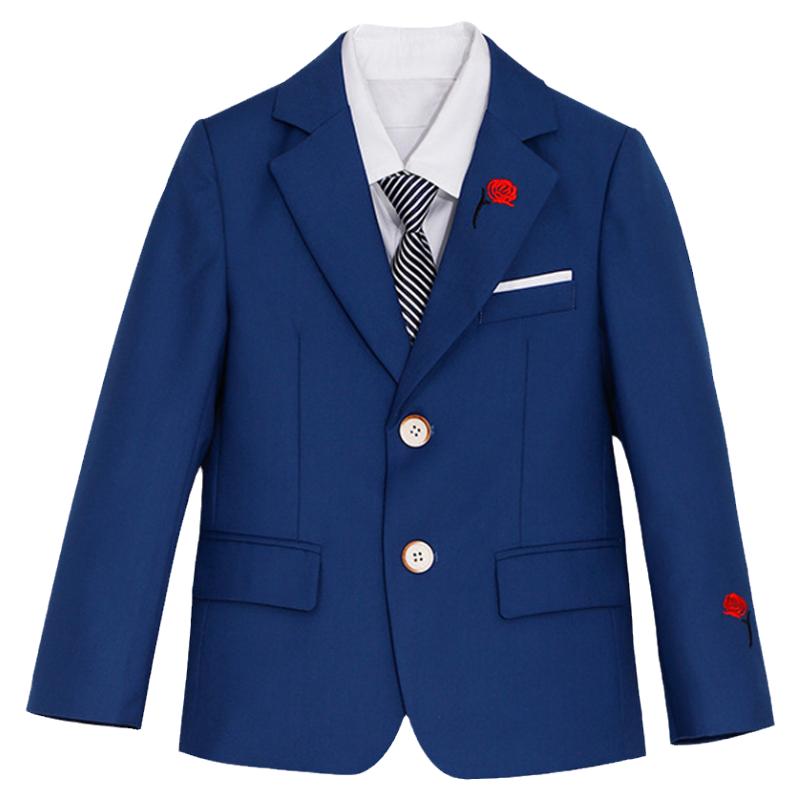 儿童西装2024春装新款男童纯色小西服套装花童婚礼主持演出服女童