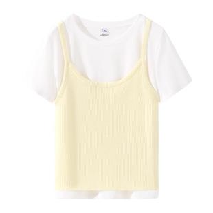 班尼路吊带短袖T恤两件套女2026春夏新款小个子正肩修身短款上衣N