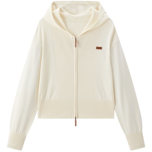 【商场同款】太平鸟春新轻氧帽衫截短式微阔双拉链开衫A3EDG1122