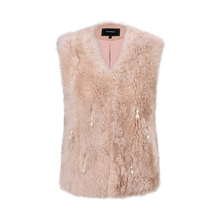 【商场同款】MAXRIENY松绒系穿搭皮草女25冬款V领羊毛皮一体马夹