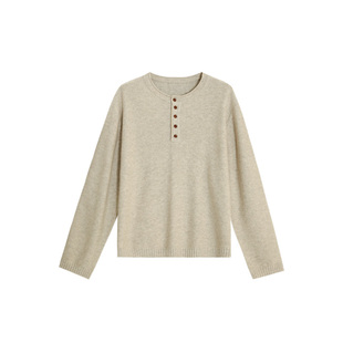 HVIVI柔软休闲亨利领长袖百搭针织衫毛衣薄款女秋套头衫打底上衣