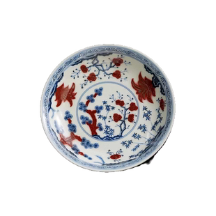 歆蕴山房于君监制青花釉里红松竹梅壶承岁寒三友绝美发色高端收藏