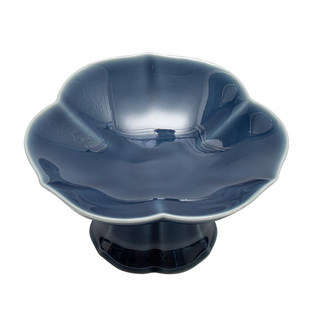 精致小号陶瓷高脚果碟家用中式茶点盘复古围炉煮茶点心盘零食托盘