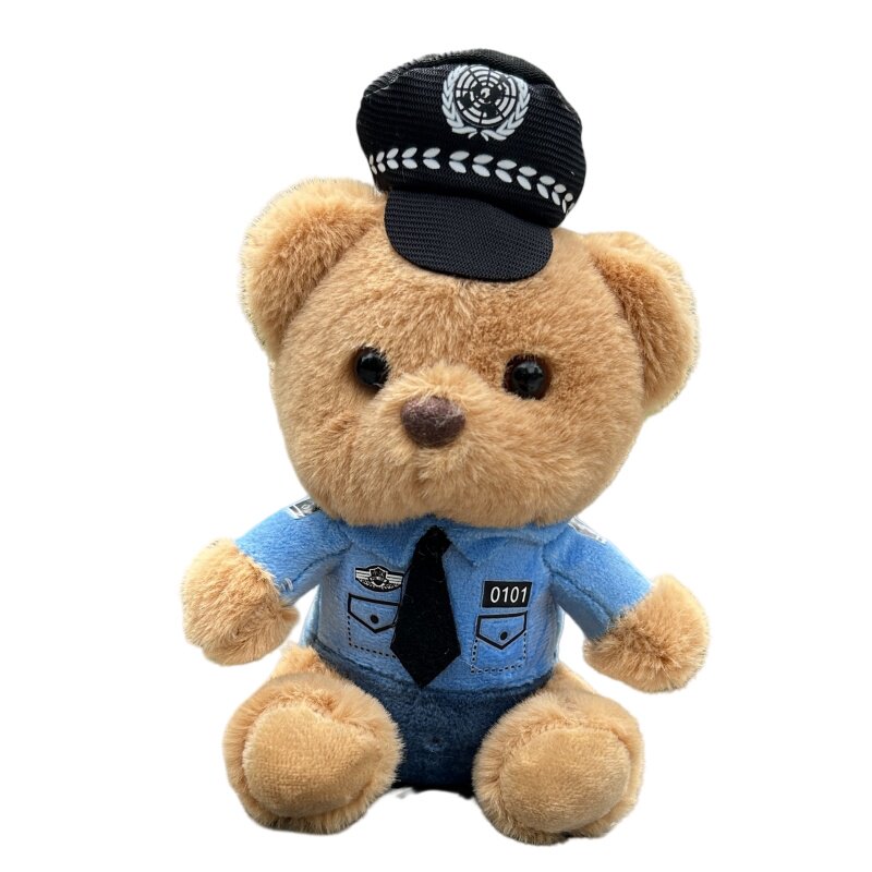 【防盗款】警察小熊电动车装饰品玩偶摩托车公仔电瓶车后视镜摆件