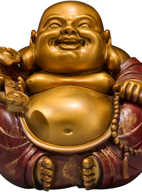 顺丰速达黄铜弥勒佛招财摆件