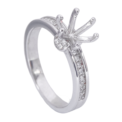 精工闭口莫桑钻戒托空托S925纯银戒指空托1-2克拉日韩轻奢高级感