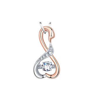 S925纯银镀铂金天鹅项链女锆石吊坠锁骨链送女友生日情人节礼物