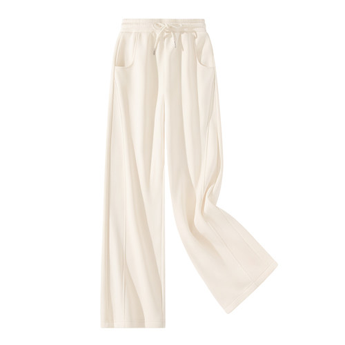 都市丽人白色裤子女2025新款冬季加绒阔腿裤小个子版型好的卫裤A