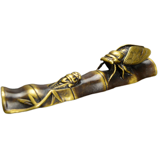 纯铜一鸣惊人知了蝉镇纸摆件文房四宝镇尺书桌装饰书法工艺品礼物