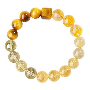五台山五行平衡补土喜土水晶手串天然黄水晶金发晶招财好运手链