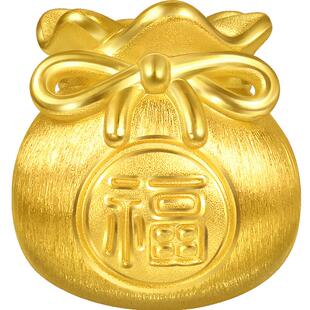 周生生福袋转运珠Charme宝贝祥瑞祝福足金蝴蝶结黄金串珠95985C