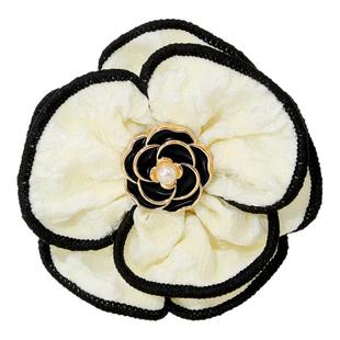 小香风珍珠山茶花手工布艺胸针气质双层花朵别针轻奢连衣裙配饰品