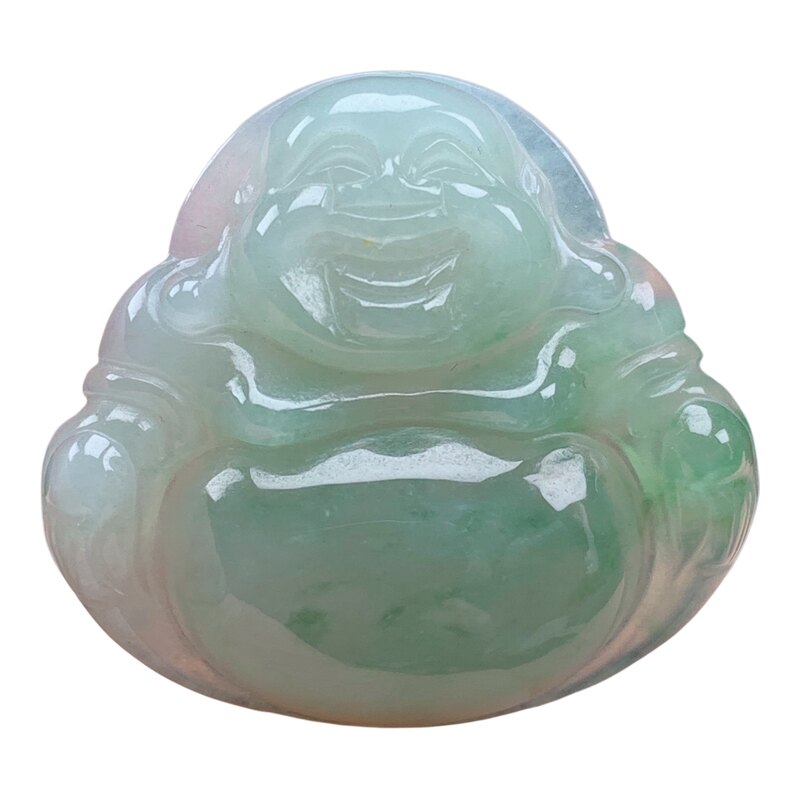 缅甸天然A货翡翠冰绿飘花佛公