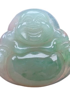 缅甸天然A货翡翠冰绿飘花佛公