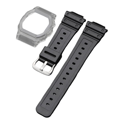 适配卡西欧DW-5600SK冰韧冰电透明表带GWB5600/GWX5600小方块表壳