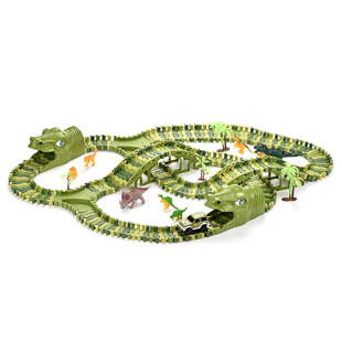 儿童电动恐龙轨道积木盘山公路汽车大冒险拼装过山车隧道赛车玩具