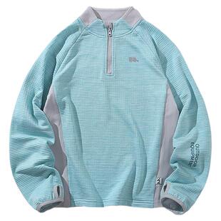 【商场同款】mipo秋季儿童卫衣方格摇粒绒机能弹半开襟拼色25上衣